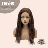 JBEXTENSION 22 Inches Chocolate Brown Pre-Cut Snowflake Lace Frontlace Glueless Wig INéS CHOCOLATE BROWN【PERMATEASE】【BENDY EAR TABS】