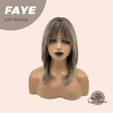 JBEXTENSION 16 Inches Straight Ash Blonde Wig with Bangs FAYE ASH BLONDE