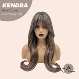 JBEXTENSION 26 Inches Scalpiana Long Curly Pine Cones 3.5X4 Hard Silky Top Natural Scalp Effect Wig with Bangs KENDRA PINE CONES