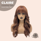 JBEXTENSION 22 Inches Scalpiana Cinnamon Twist 3.5X4 Hard Silky Top Natural Scalp Effect Women Wig with Bangs CLAIRE SILKY TOP - CINNAMON TWIST