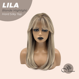 JBEXTENSION 20 Inches Scalpiana Blonde Highlight Wolf Cut 3.5X4 Hard Silky Top Natural Scalp Effect Wig With Bangs LILA BLONDE HIGHLIGHT