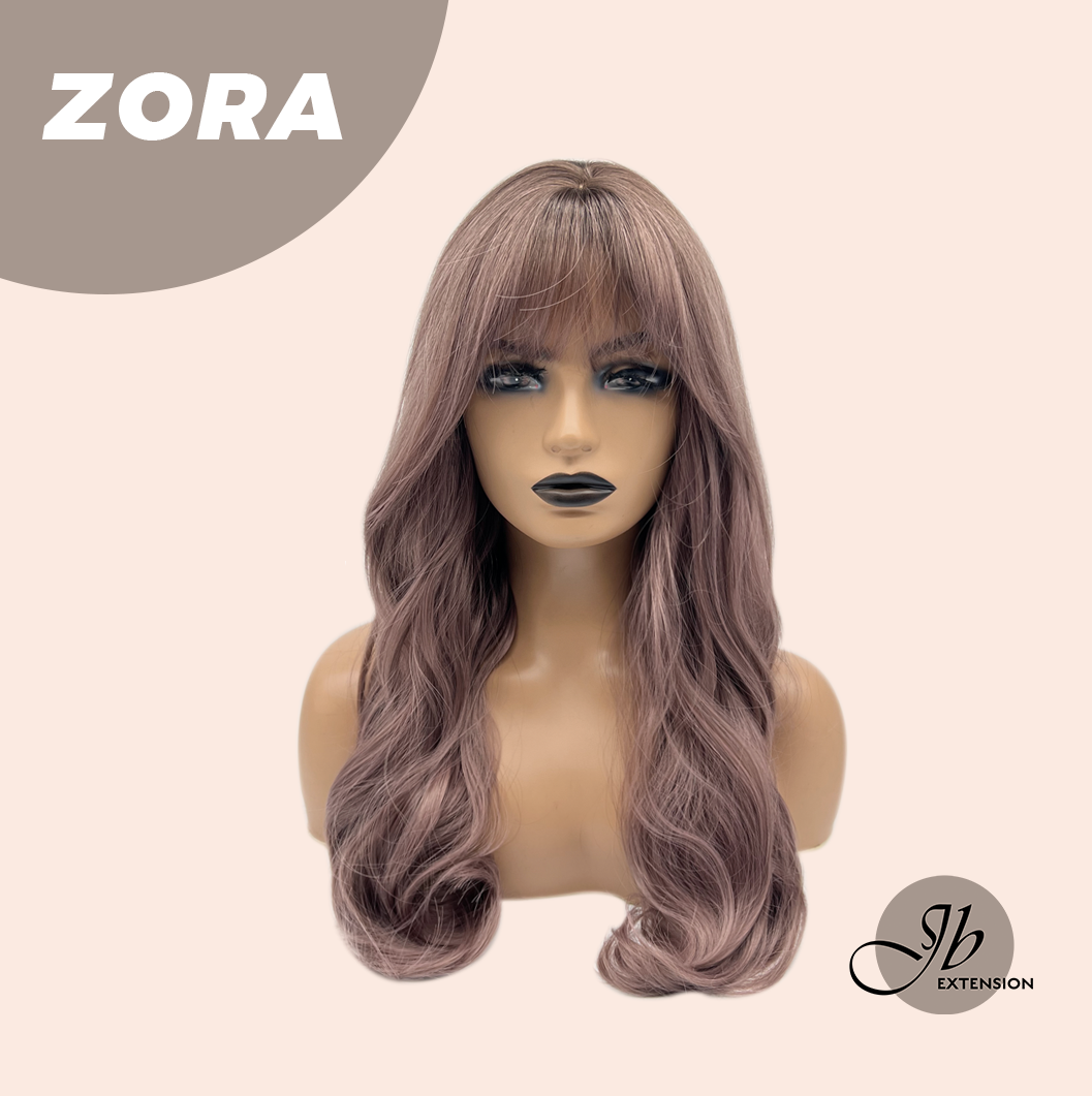 Puple Zora JBEXTENSION 22 Inches Purple with Dark Root Curly Wig with Bangs ZORA ...