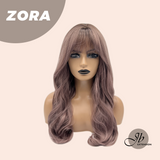 JBEXTENSION 22 Inches Purple with Dark Root Curly Wig with Bangs ZORA
