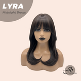 JBEXTENSION 18 Inches Midnight Brown(Black/Brown) Wig with Bangs LYRA MIDNIGHT BROWN