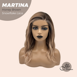 JBEXTENSION 17 Inches Wave Honey Brown Pre-Cut Side Part Snowflake Lace Frontlace Glueless Wig MARTINA HONEY BROWN【BENDY EAR TABS】