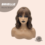 JBEXTENSION 12 Inches Bob Mocha Brown Wavy Wig with Bangs BRIELLE MOCHA BROWN