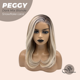 JBEXTENSION 19 Inches Long Straight Dark Mix Blonde Pre-Cut Side Part Snowflake Lace Frontlace Glueless Wig PEGGY DARK MIX BLONDE【BENDY EAR TABS】