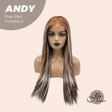 JBEXTENSION 27 Inches Long Straight Bronze Pre-Cut Free Part Frontlace Glueless Wig ANDY