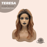 JBEXTENSION 18 Inches Amber Bronze Pre-Cut Snowflake Lace Frontlace Glueless Wig TERESA AMBER BRONZE【PERMATEASE】【BENDY EAR TABS】- M/L