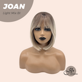 JBEXTENSION 10 Inches Bob Cut Light Mix Blonde Wig with Bangs JOAN LIGHT MIX BLONDE