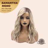 JBEXTENSION SAMANTHA MONO Full Monofilament Handmade Full Lace Full Hand Tied Wig 17 Inches Mix Blonde Mono Lace Handmade Futura Fiber Wig with Anti-slip Silicone Strips Glueless Wig SAMANTHA MONO MIX BLONDE【BENDY EAR TABS】