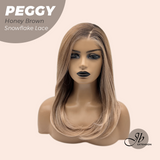 JBEXTENSION 19 Inches Long Straight Honey Brown Pre-Cut Side Part Snowflake Lace Frontlace Glueless Wig PEGGY HONEY BROWN【BENDY EAR TABS】