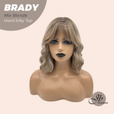 JBEXTENSION 12 Inches Scalpiana Wave Mix Blonde 3.5X4 Hard Silky Top Natural Scalp Effect Wig with Bangs BRADY MIX BLONDE