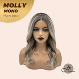 JBEXTENSION MOLLY MONO Monofilament Handmade Wig 6X5 Full Monofilament Hand Tied Top Wig 18 Inches Ash Blonde Mono Lace Wig with Anti-slip Silicone Strips Glueless Wig MOLLY MONO【BENDY EAR TABS】