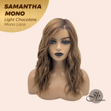 JBEXTENSION SAMANTHA MONO Full Monofilament Handmade Full Lace Full Hand Tied Wig 17 Inches Light Chocolate Mono Lace Handmade Futura Fiber Wig with Anti-slip Silicone Strips Glueless Wig SAMANTHA MONO LIGHT CHOCOLATE【BENDY EAR TABS】