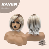 JBEXTENSION 12 Inches Ash Grey Pre-Cut Side Part Frontlace Glueless Black Sapphire Wig RAVEN- BLACK SAPPHIRE【BENDY EAR TABS】