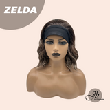JBEXTENSION 14 Inches Wave Brown Highlight Chocolate‑Blonde Mix Headband Wig ZELDA