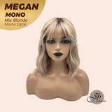 JBEXTENSION MEGAN MONO Full Monofilament Handmade Full Lace Full Hand Tied Wig 13 Inches Mix Blonde Mono Lace Handmade Futura Fiber Wig with Anti-slip Silicone Strips Glueless Wig MEGAN MONO - MIX BLONDE【BENDY EAR TABS】