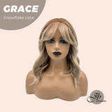 JBEXTENSION 15 Inches Mix Blonde Wave Pre-Cut T Part Snowflake Lace Frontlace Glueless Wig GRACE【BENDY EAR TABS】
