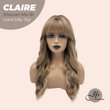 JBEXTENSION 22 Inches Scalpiana Shatush Mix Blonde 3.5X4 Hard Silky Top Natural Scalp Effect Women Wig with Bangs CLAIRE SILKY TOP - SHATUSH MIX BLONDE