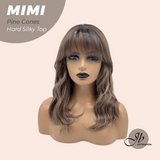 JBEXTENSION 16 Inches Scalpiana 3.5X4 Hard Silky Top Natural Scalp Effect Pine Cones Body Wave Wig with Bangs Wig MIMI SILK TOP - PINE CONES