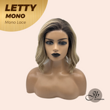JBEXTENSION LETTY MONO Monofilament Handmade Wig 6X5 Full Monofilament Hand Tied Top Wig 12 Inches Dark Blonde Curly Mono Lace Wig With Anti-slip Silicone Strips Glueless Wig LETTY MONO【BENDY EAR TABS】