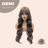 JBEXTENSION 28 Inches Scalpiana Body Wave Cold Brown 3.5X4 Hard Silky Top Natural Scalp Effect Wig with Bangs DEMI