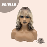 JBEXTENSION 12 Inches Bob Ombre Rooted Blonde Wavy Wig with Bangs BRIELLE
