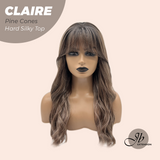 JBEXTENSION 22 Inches Scalpiana Pine Cones 3.5X4 Hard Silky Top Natural Scalp Effect Women Wig with Bangs CLAIRE SILKY TOP - PINE CONES