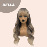 JBEXTENSION 25 Inches Balayage With Dark Root Curly Wig With Bangs DELLA