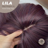 JBEXTENSION 20 Inches Scalpiana Red Purple Highlight Wolf Cut 3.5X4 Hard Silky Top Natural Scalp Effect Wig With Bangs LILA RED PURPLE HIGHLIGHT