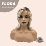JBEXTENSION 13 Inches Mix Blonde Pre-Cut Side Part Snowflake Lace Frontlace Glueless Wig FLORA【BENDY EAR TABS】