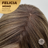 JBEXTENSION FELICIA MONO Full Monofilament Handmade Full Lace Full Hand Tied Wig 11 Inches Hazelnut Mono Lace Handmade Futura Fiber Wig with Anti-slip Silicone Strips Glueless Wig FELICIA MONO - HAZELNUT【BENDY EAR TABS】