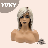 JBEXTENSION 14 Inches Ash Blonde White Wig Women Fashion Full Machine Wig YUKY【PERMATEASE】