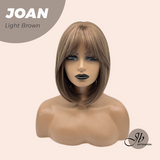 JBEXTENSION 10 Inches Bob Cut Light Brown Wig with Bangs JOAN LIGHT BROWN