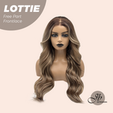 JBEXTENSION 28 Inches Mix Brown Long Wave Fiber X, Tangle Less Pre-Cut Free Part Frontlace Glueless Wig LOTTIE【FIBER X】