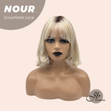 JBEXTENSION 11 Inches Mix Blonde Curly Pre-Cut T Part Snowflake Lace Frontlace Glueless Wig NOUR【BENDY EAR TABS】