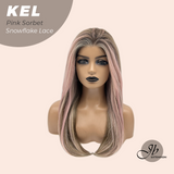 [FINAL SALE] JBEXTENSION 22 Inches Pink Sorbet Pre-Cut Snowflake Lace Frontlace Glueless Wig KEL PINK SORBET【PERMATEASE】【BENDY EAR TABS】- M/L