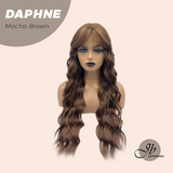 JBEXTENSION 29 Inches Long Body Wave Mocha Brown Wig With Bangs DAPHNE MOCHA BROWN