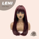 JBEXTENSION 22 Inches Dark Red Fashion Wig with Bangs LENI DARK RED