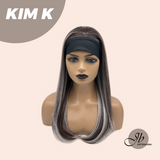 JBEXTENSION 22 Inches Straight Grey Brown Silver Ombre Headband Wig KIM K
