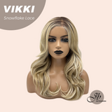 JBEXTENSION 18 Inches Mix Blonde Long Pre-Cut T Part Snowflake Lace Frontlace Glueless Wig VIKKI【BENDY EAR TABS】