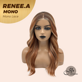 JBEXTENSION RENEE.A MONO Monofilament Handmade Wig 6X5 Full Monofilament Hand Tied Top Wig 22 Inches Cowboy Copper Mono Lace Wig With Anti-slip Silicone Strips Glueless Wig RENEE.A MONO【BENDY EAR TABS】