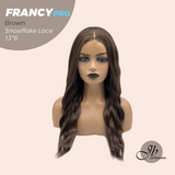 JBEXTENSION 24 Inches Long Wave Brown Pre-Cut 13X6 Free Part Snowflake Lace Frontlace Glueless Wig FRANCY PRO - BROWN【BENDY EAR TABS】