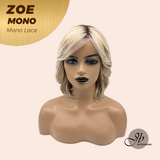 JBEXTENSION ZOE MONO Monofilament Handmade Wig 6X5 Full Monofilament Hand Tied Top Wig 11 Inches Mix Blonde Mono Lace Wig with Anti-slip Silicone Strips Glueless Wig ZOE MONO - MIX BLONDE【BENDY EAR TABS】