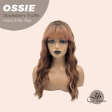 JBEXTENSION 22 Inches Scalpiana Long Wave Strawberry Truffle 3.5X4 Hard Silky Top Natural Scalp Effect Wig with Bangs OSSIE STRAWBERRY TRUFFLE