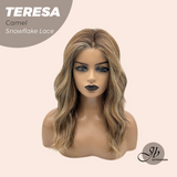 JBEXTENSION 18 Inches Camel Pre-Cut Snowflake Lace Frontlace Glueless Wig TERESA CAMEL【PERMATEASE】【BENDY EAR TABS】- M/L