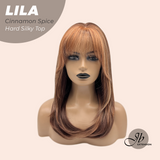 JBEXTENSION 20 Inches Scalpiana Cinnamon Spice Wolf Cut 3.5X4 Hard Silky Top Natural Scalp Effect Wig With Bangs LILA CINNAMON SPICE