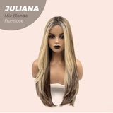 JBEXTENSION 26 Inches Wolf Cut Brown With Blonde Highlight Frontlace Wig JULIANA MIX BLONDE