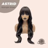 JBEXTENSION 28 Inches Long Wave Midnight Brown(Black/Brown) Wig with Bangs ASTRID MIDNIGHT BROWN